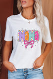 White Cute MaMa Bow Graphic Crewneck T Shirt