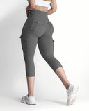 Butt Lifting Biker Capris Leggings High Waist Flap Pocket Workout Capris Gym Pants