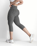 Butt Lifting Biker Capris Leggings High Waist Flap Pocket Workout Capris Gym Pants