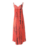 Tie Dye Print Colorblock V Neck Maxi Dress