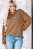 Khaki You Are Loved Print Corduroy Sweatshirt