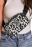 White Cheetah Print Multi Interlayer Zipped Crossbody Bag