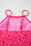 Rose Leopard Drawstring Side Tankini 2pcs Swimsuit