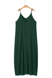 Duffel Green Spaghetti Straps Pocketed Slouchy Maxi Dress