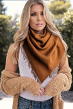 Chestnut Bohemian Fringe Trim Textured Scarf