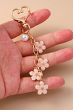 Light Pink Flower Heart Buckle Plated Alloy Keychain