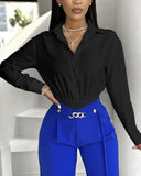 Ruched Buttoned Long Sleeve Bodysuit