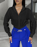 Ruched Buttoned Long Sleeve Bodysuit