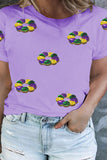 Orchid Petal Mardi Gras Sequin Donuts Plus Size Graphic Tee