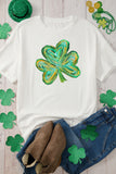 White Dreamy Clover Print St Patricks Day Tunic T Shirt