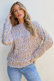 White Confetti Knit Popcorn Sweater Top