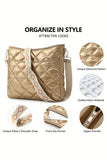 Gold Quilted Large Capacity Shoulder Bag