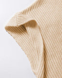 Round Neck Short Sleeve Slit Sweater Casual Loose Fit Top