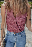 Heather Floral Textured V Neck Wrapped Sleeveless Bodysuit