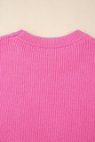 Bright Pink Western Horse Embroidered Round Neck Sweater Tee