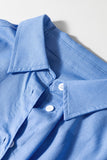 Blue Boyfriend Chest Pocket Tunic Shirt