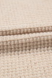 Oatmeal Lace Patchwork Waffle Short Sleeve Top