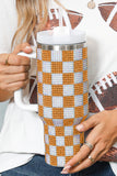 Ginger Full Rhinestone Checkerboard Handled Tumbler 40oz