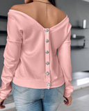 Long Sleeve Backless Buttoned Top