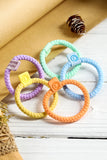 Pink 5Pcs Smile Face Tab Braided Hair Tie Set