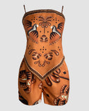 2 Pieces Outfit Floral Print Spaghetti Strap Sleeveless Tank and Casual Shorts Set