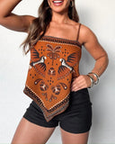 2 Pieces Outfit Floral Print Spaghetti Strap Sleeveless Tank and Casual Shorts Set