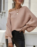 Long Batwing Sleeve Oversized Sweater Casual Crewneck Loose Ribbed Knit Pullover Tops