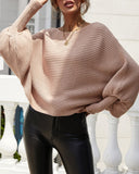 Long Batwing Sleeve Oversized Sweater Casual Crewneck Loose Ribbed Knit Pullover Tops