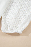 White Eyelet Patchwork High Low Hem V Neck Oversized Top