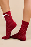 Racing Red Sweet Lettuce Trim Soft Crew Socks