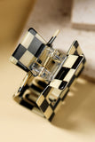 Black Checkerboard Print Hollowed Mini Square Claw Clip