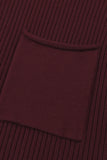Mineral Red Patch Pocket Ribbed Knit Short Sleeve Sweater
