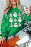 Dark Green Santa Clause Christmas Tree Graphic Sweatshirt