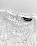 2 Pieces Outfit Lace Hollow Out Bell Sleeve Crop Top and Casual Slim Fit Straight Leg Pants Set