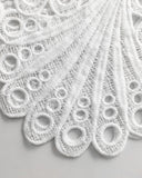 2 Pieces Outfit Lace Hollow Out Bell Sleeve Crop Top and Casual Slim Fit Straight Leg Pants Set