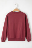 Burgundy Solid Fleece Lined Drop Shoulder Terry Sweatshirt