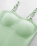 Spaghetti Strap Built in Bra Slim Fit Tank Top Sexy Back Criss Cross Workout Camisole Tops