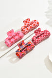 Fiery Red Heart Print Hollow Out Square Hair Claw Clip