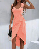 Tied Detail Eyelet Sleeveless Casual Dress