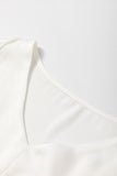 White Twisted Elastic Hem V Neck Crop Blouse