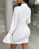Tassel Design Long Sleeve Shirt Dress