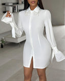 Tassel Design Long Sleeve Shirt Dress