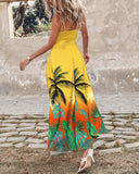 Ombre Tropical Print Tied Detail Maxi Dress