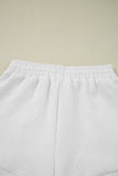 White Textured Half Zip Tank Top Drawstring Shorts Set