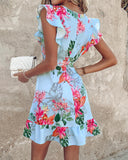 Tropical Floral Print Tied Detail Dress