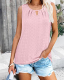 Keyhole Neck Sleeveless Ruched Tank Casual Loose Fit Flowy Summer Top