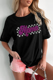 Black Rhinestone Mama Letter Graphic T Shirt