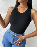 ChicMe Built in Bra Ribbed Round Neck Tank Top