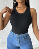 ChicMe Built in Bra Ribbed Round Neck Tank Top