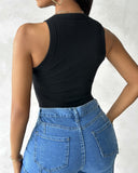 ChicMe Built in Bra Ribbed Round Neck Tank Top